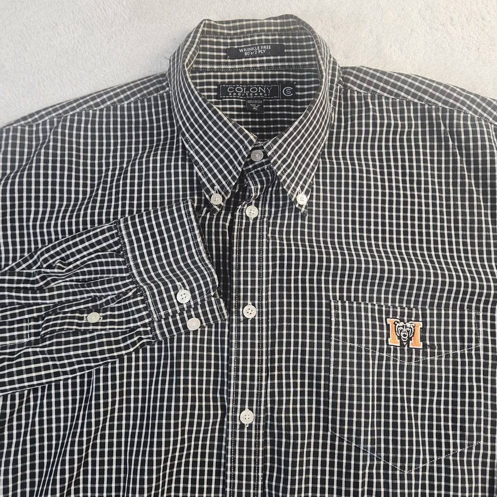 Vintage University of Michigan Plaid Button Down Shirt‎ Mens Sz XL 80s 2-ply